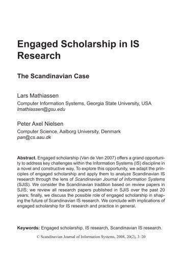 Engaged Scholarship in IS Research: The Scandinavian Case - IRIS