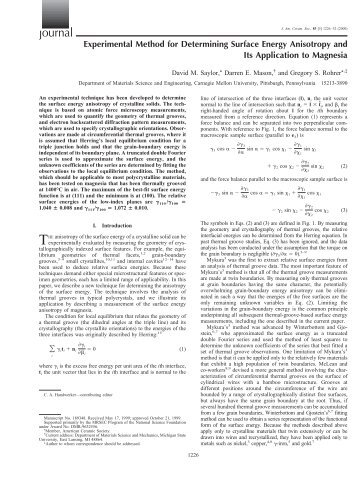 Experimental Method for Determining Surface Energy - Materials ...