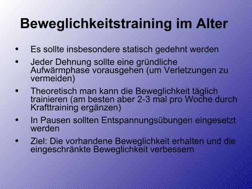 Beweglichkeit und Schnelligkeit im Alter - Department Sport ...