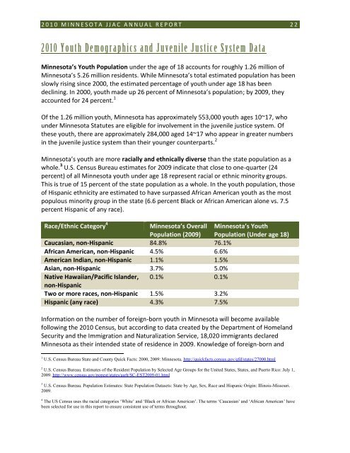 Minnesota Juvenile Justice Advisory Committee - Minnesota State ...