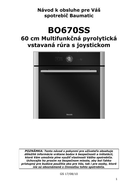 B272M 60cm Multifunction built in oven. - baumatic.cz