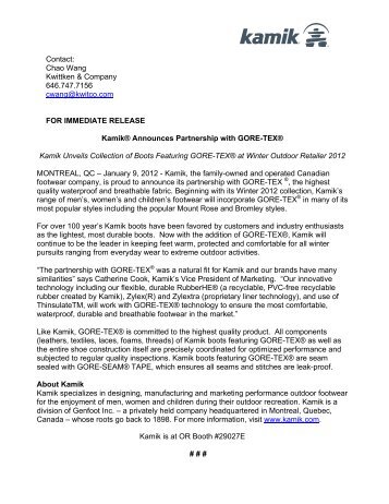 Kamik ORWM 2012 Announcement Release