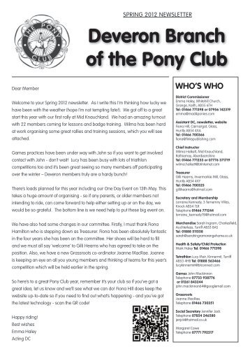 PC spring newsletter - The Pony Club Branches