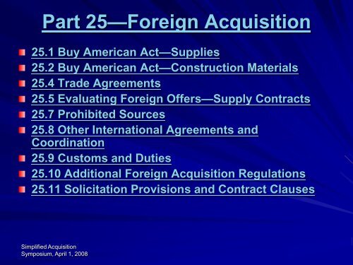 Symposium, April 1, 2008 Foreign Acquisitions