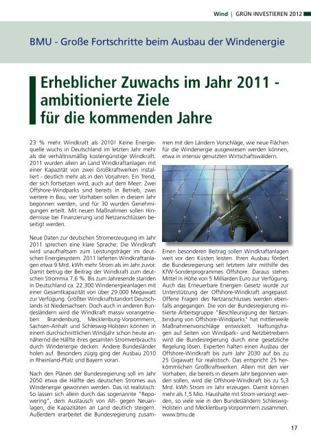 GRÜN INVESTIEREN 2012 - Das eMagazin