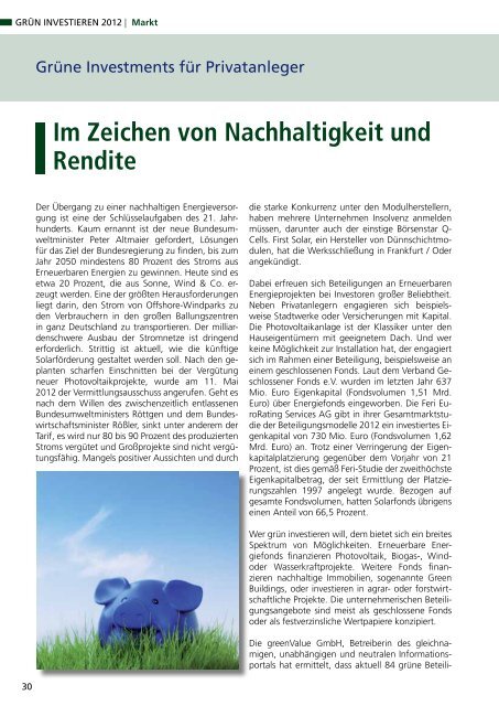 GRÜN INVESTIEREN 2012 - Das eMagazin