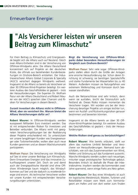 GRÜN INVESTIEREN 2012 - Das eMagazin