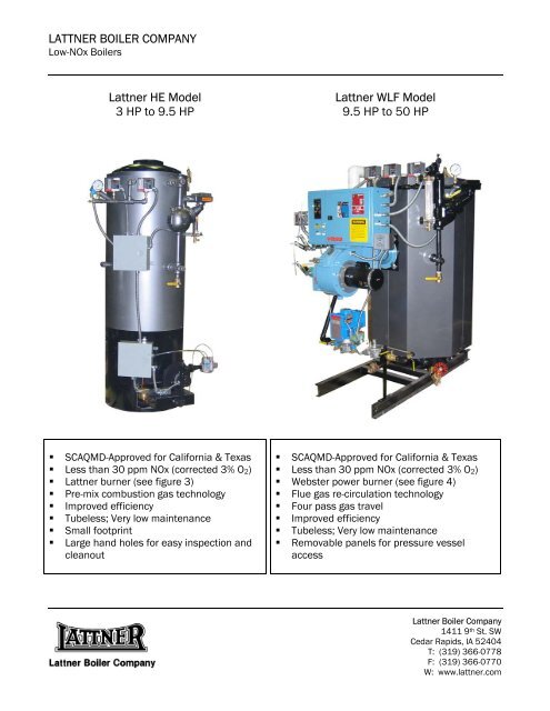 Lattner Low-NOx Boiler Information - Lattner Boiler Company