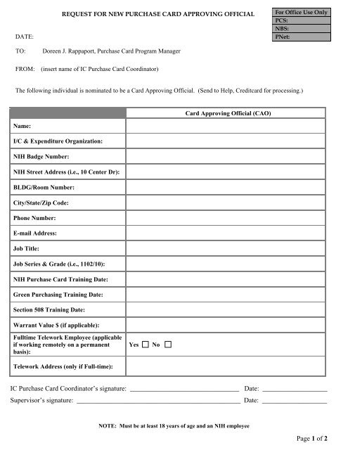 Page 1 of 2 IC Purchase Card Coordinator's signature: Date ...