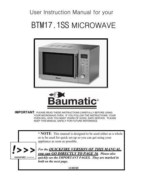 Baumatic BTM17.1SS User Manual