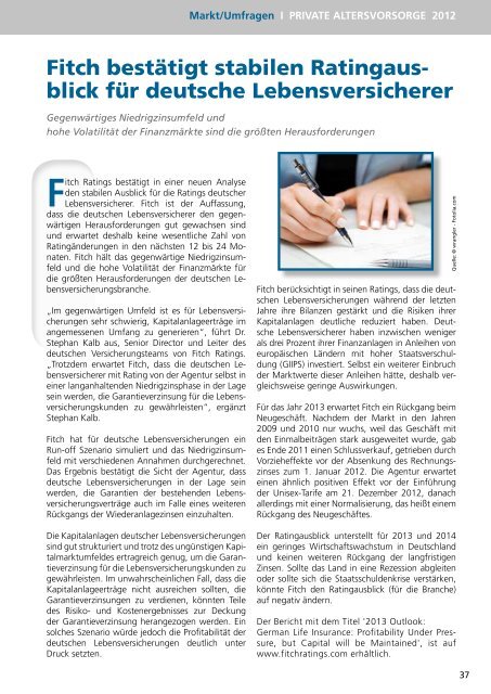 Private Altersvorsorge 2012 - Das eMagazin!