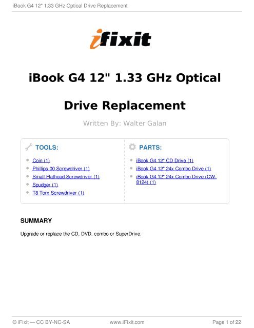 iBook G4 12" 1.33 GHz Optical Drive Replacement - iFixit