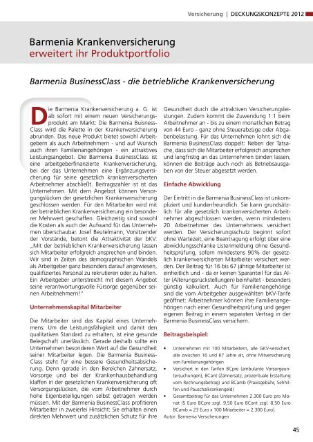 Deckungskonzepte 2012 - Das eMagazin!