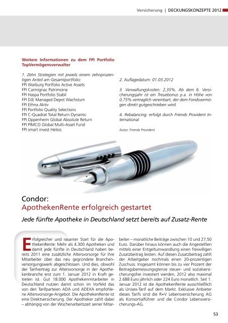 Deckungskonzepte 2012 - Das eMagazin!