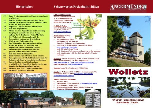 Historisches Sehenswertes/Freizeitaktivitäten - Angermünde