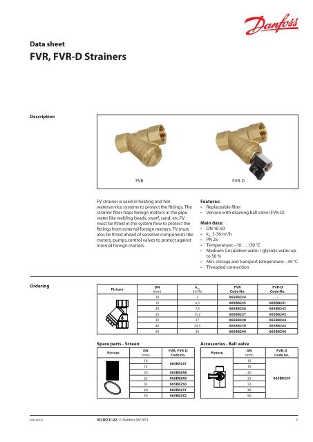 FVR, FVR-D Strainers - Danfoss.com