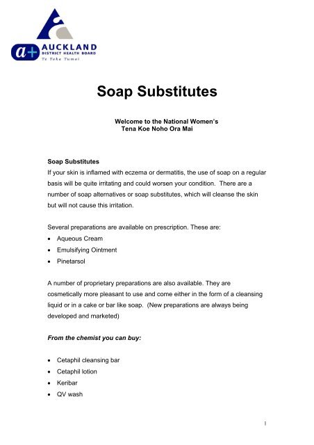 Soap Substitutes - National Women's Hospital