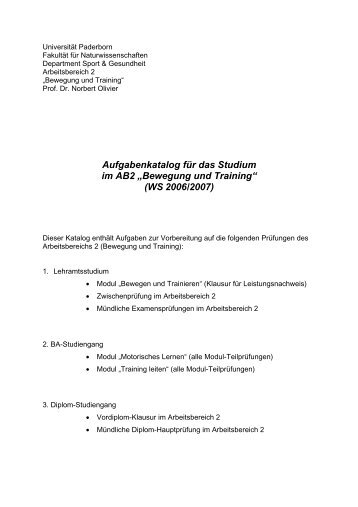 Universität Paderborn - Department Sport & Gesundheit - Universität ...