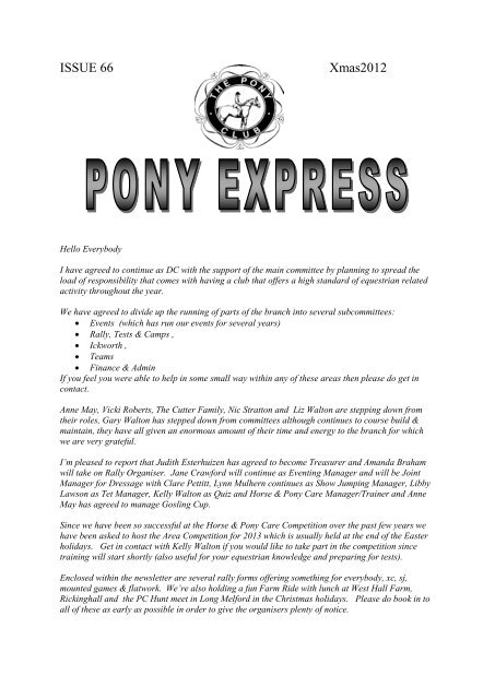 Christmas Newsletter 2012 - The Pony Club Branches