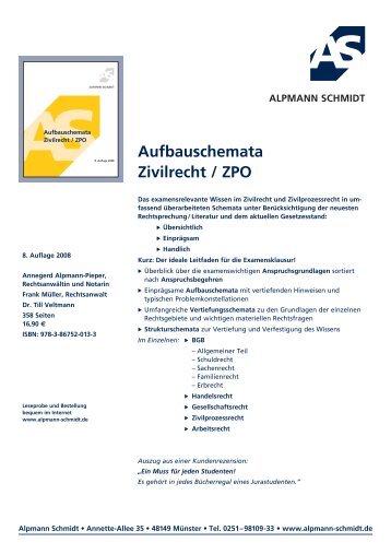 Aufbauschemata Zivilrecht / ZPO - Alpmann Schmidt