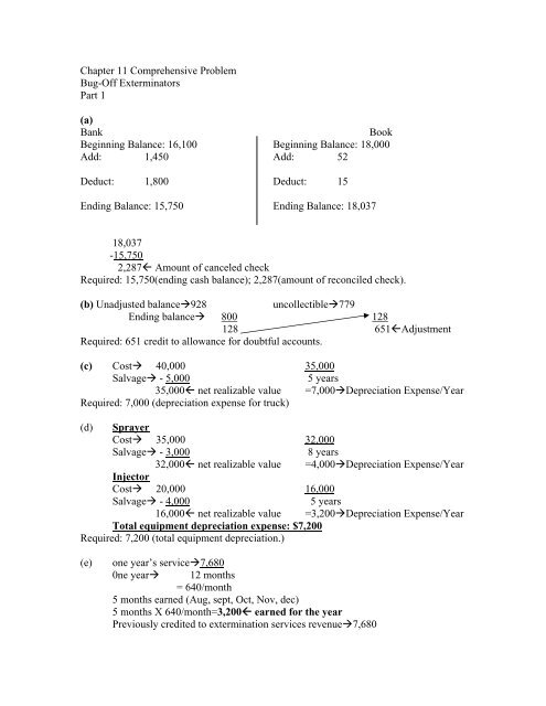 Chapter 11 Comprehensive Problem Bug-Off ... - MyWeb at WIT