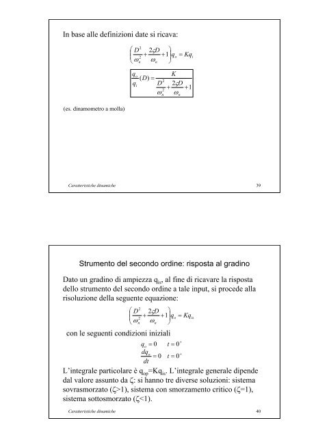 Caratteristiche dinamiche degli strumenti di misura - ArchiMeDes