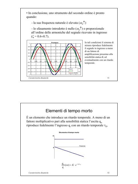 Caratteristiche dinamiche degli strumenti di misura - ArchiMeDes