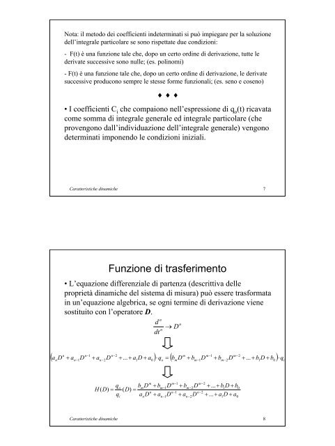 Caratteristiche dinamiche degli strumenti di misura - ArchiMeDes