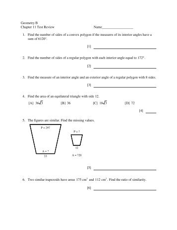 Chapter 11 Test Review with Key