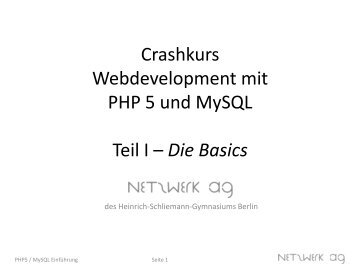 Einführung in die PHP-Grundlagen, Teil 1 (PDF - Heinrich ...