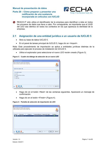 Manual de presentación de datos - ECHA - Europa