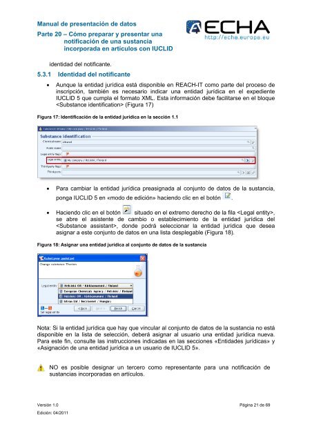 Manual de presentación de datos - ECHA - Europa