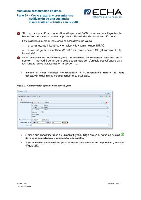 Manual de presentación de datos - ECHA - Europa