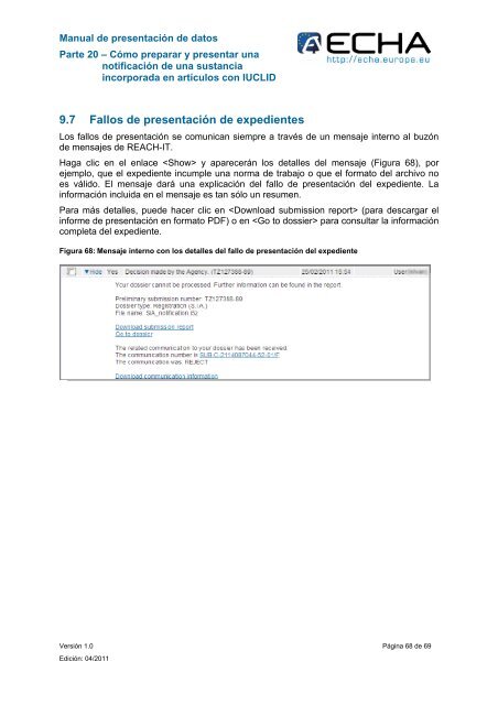 Manual de presentación de datos - ECHA - Europa