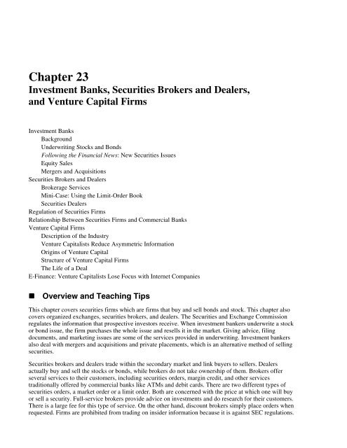 Chapter 23 Investment Banks Securities Brokers And Dealers
