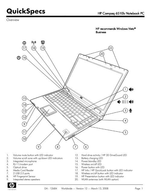 HP Compaq 6510b Notebook PC