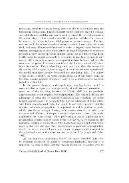 Numerical modeling of waves for a tsunami early warning system