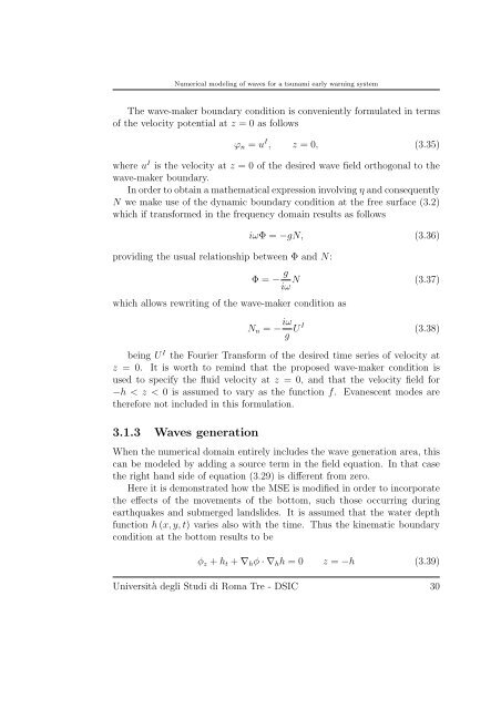 Numerical modeling of waves for a tsunami early warning system