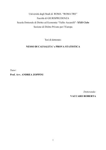 TESI NESSO DI CAUSALITA' VACCARO Roberta Dir. civile