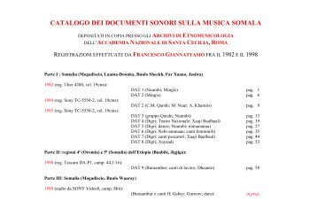 CATALOGO DEI DOCUMENTI SONORI SULLA MUSICA SOMALA