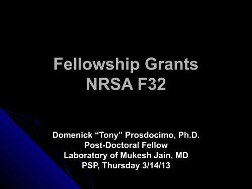 Fellowship Grants NRSA F32