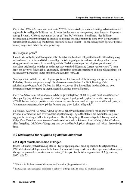 Udlændingestyrelsens fact-finding rapport til Pakistan 2001 (pdf