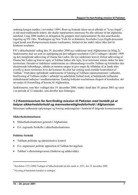 Udlændingestyrelsens fact-finding rapport til Pakistan 2001 (pdf