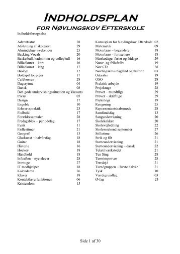 Indholdsplan - Nøvlingskov Efterskole