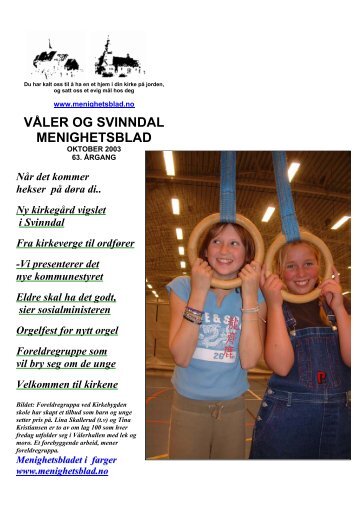 VÅLER OG SVINNDAL MENIGHETSBLAD