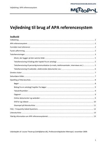 Vejledning til brug af APA referencesystem - Professionshøjskolen ...