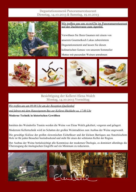 Wein- & Gourmetwoche 13.10.-20.10.2013