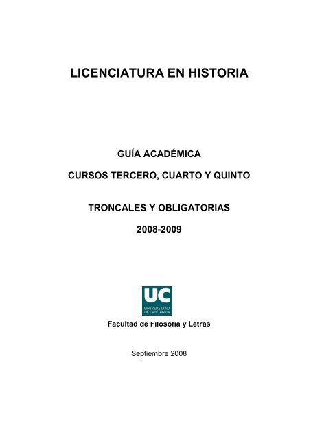 Titulación: Licenciatura en Historia Plan: 1999 - Universidad de ...