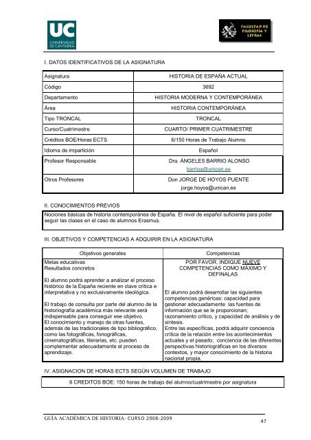 Titulación: Licenciatura en Historia Plan: 1999 - Universidad de ...