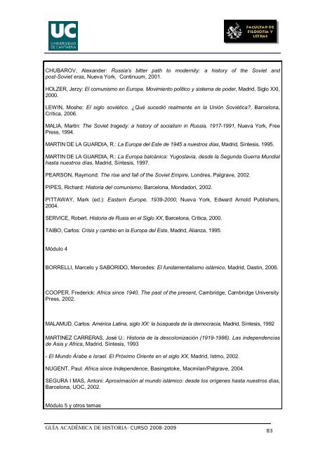 Titulación: Licenciatura en Historia Plan: 1999 - Universidad de ...